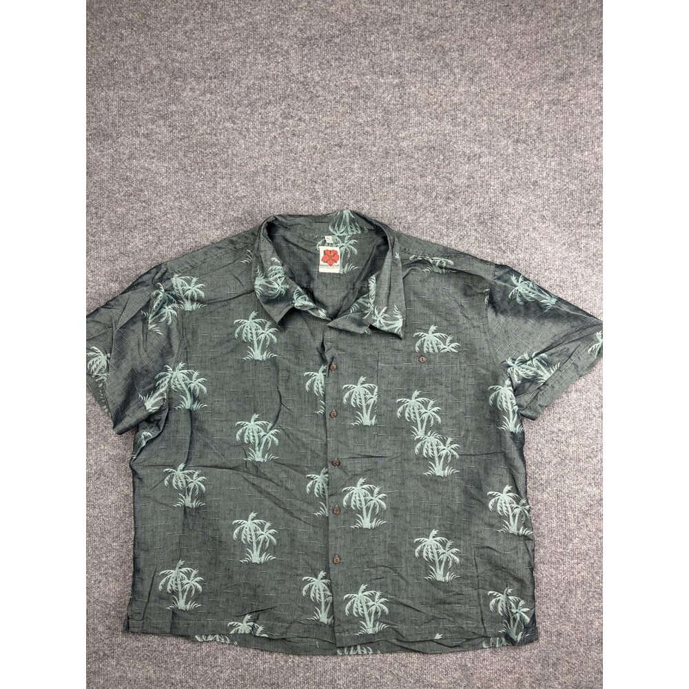 Banana Split USA Shirt Mens‎ 2XL XXL Gray Palm Tree Hawaiian Aloha Camp Button